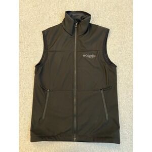 Columbia Field Gear Vest Men's Medium Black Softshell Full-Zip Hiking Gorpcore